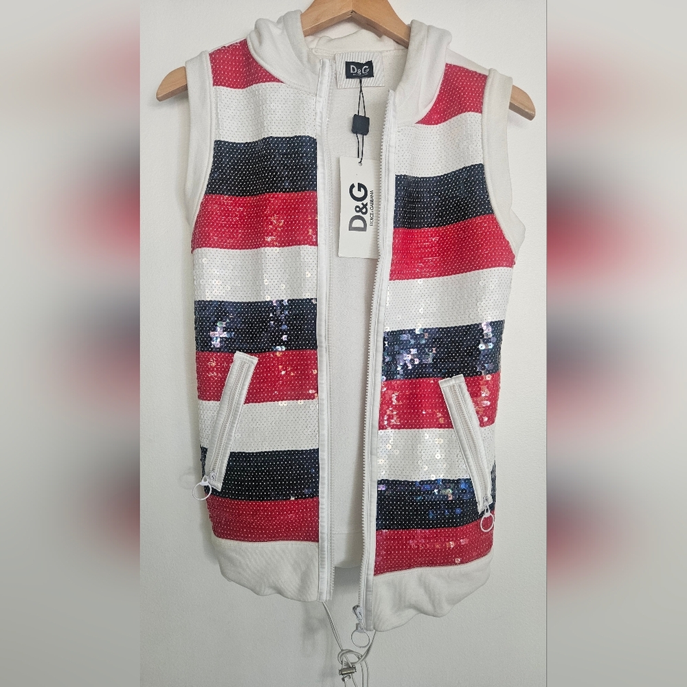 D&G Sequin Striped Vest Hoody